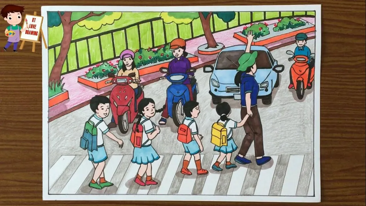Video hướng dẫn vẽ tranh về an toàn đường bộ đạt giải cao trên mạng xã hội