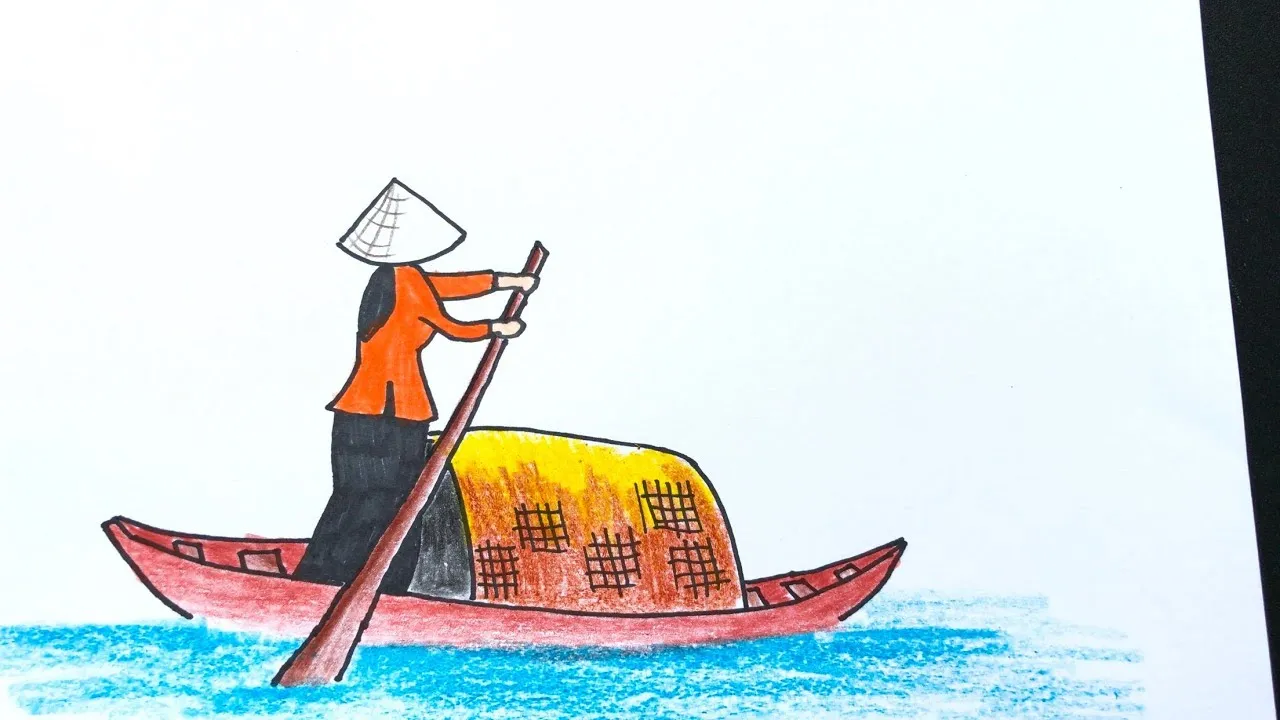 Với cách vẽ người lái đò đơn giản nhưng tinh tế bạn sẽ có một kiệt tác