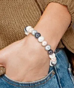 Vòng đeo tay Ngọc Trai Tam Tài 9mm, thanh lịch và hợp phong thủy cho mệnh Thủy