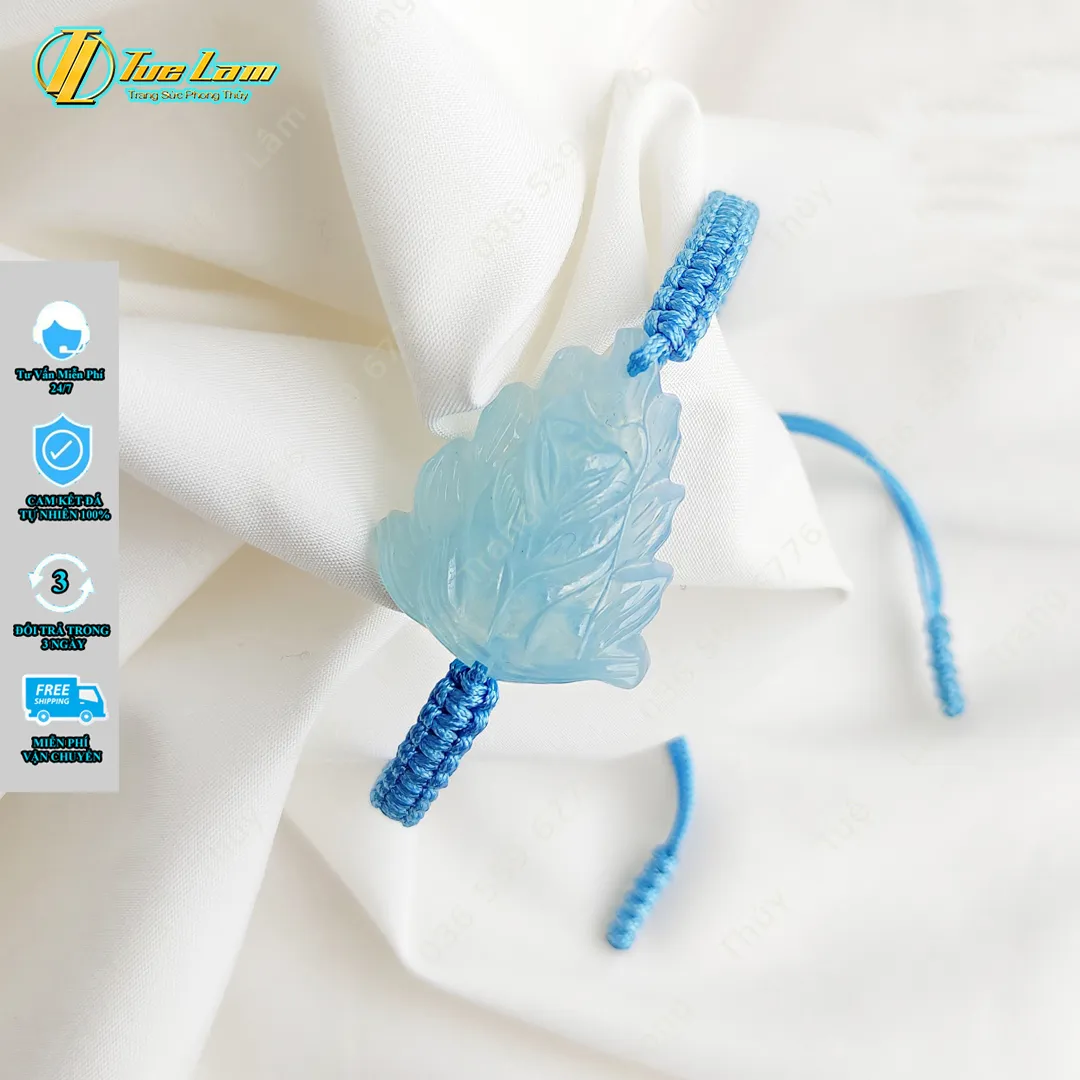 Vòng tay phong thủy nữ mệnh mộc kết hợp hồ ly Aquamarine xanh