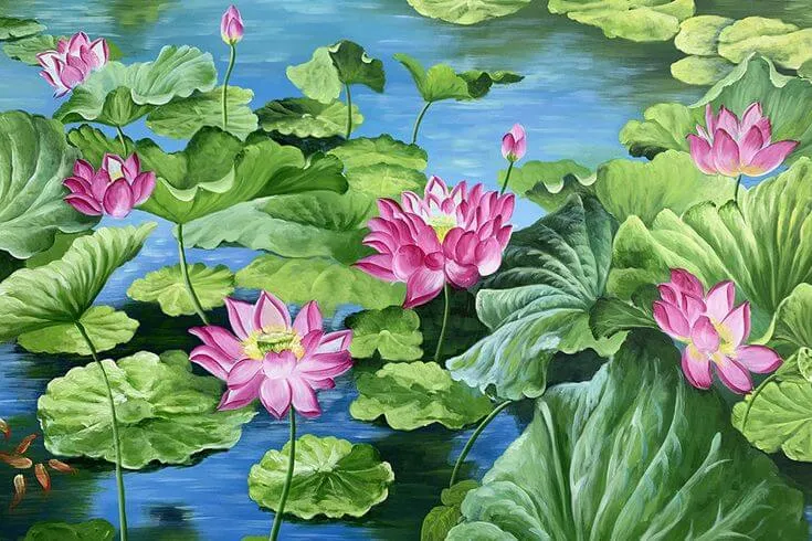 Ý tưởng sáng tạo mới lạ cho mẫu tranh vẽ đầm sen đơn giản