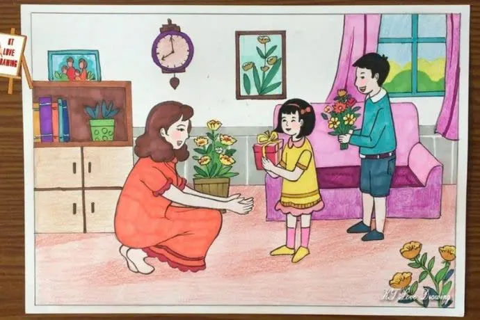 Ý tưởng 30: Vẽ tranh tặng mẹ, bà 20/10