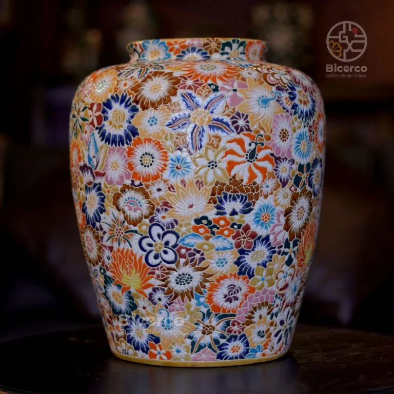 Chum Bách Hoa gốm sứ Biên Hòa thủ công nghệ thuật